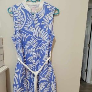 Island Company Blue Floral Button Up Dress